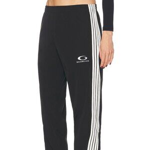 New Balenciaga tracksuit pants white stripes black zipper drawstring athletic
